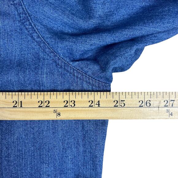 Mossimo Leopard Patch Denim Shirt XL | Boyfriend Fit Chambray Button Down Y2K - Picture 10 of 12